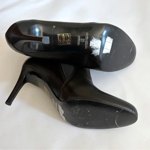 Karen Millen Leather Ankle Boots 39 Black Stiletto Heel Minimalist Chic Office - Picture 5 of 7